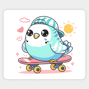 Budgie Skateboarding Sticker